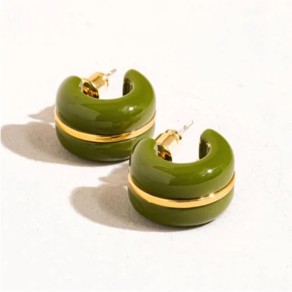 Anthropologie Jewelry - New! Anthropologie Arlo McKenzie James 18K Plated Green Earrings (3032) NWOT